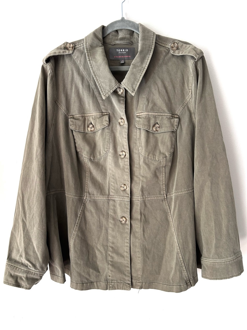 Torrid Utility Field Jacket Plus Size Women’s 4 (4X) Khaki Olive Green Military